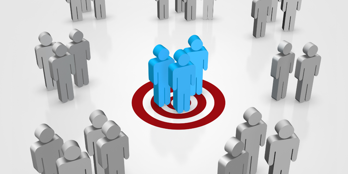 A diverse group of individuals collaborates around a target, symbolizing focused efforts in client acquisition strategies.