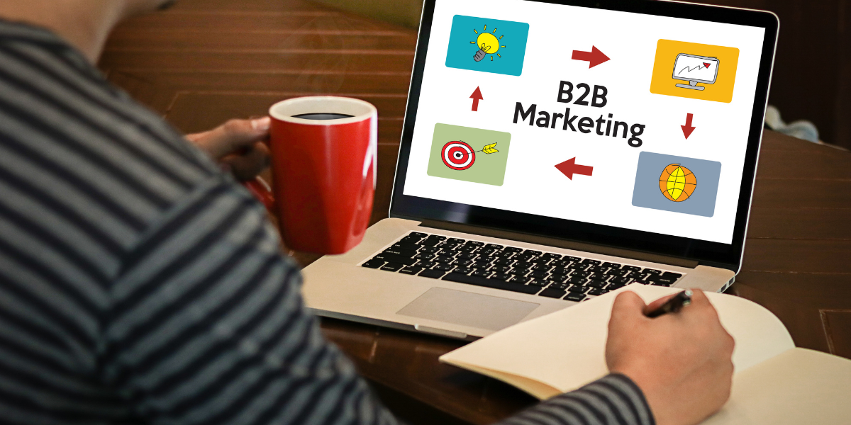  Image illustrating strategies for initiating B2B marketing in manufacturing, focusing on LinkedIn and account-based marketing.